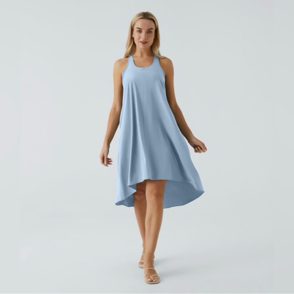 Halara Breezeful Racerback Sleeveless Light Blue High-Low Swing Dress size XL